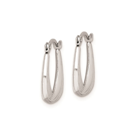 Sterling Silver Hoop Earrings, Asymmetrical Teardrop with Textured Layered Ridges, Lightweight Dangles