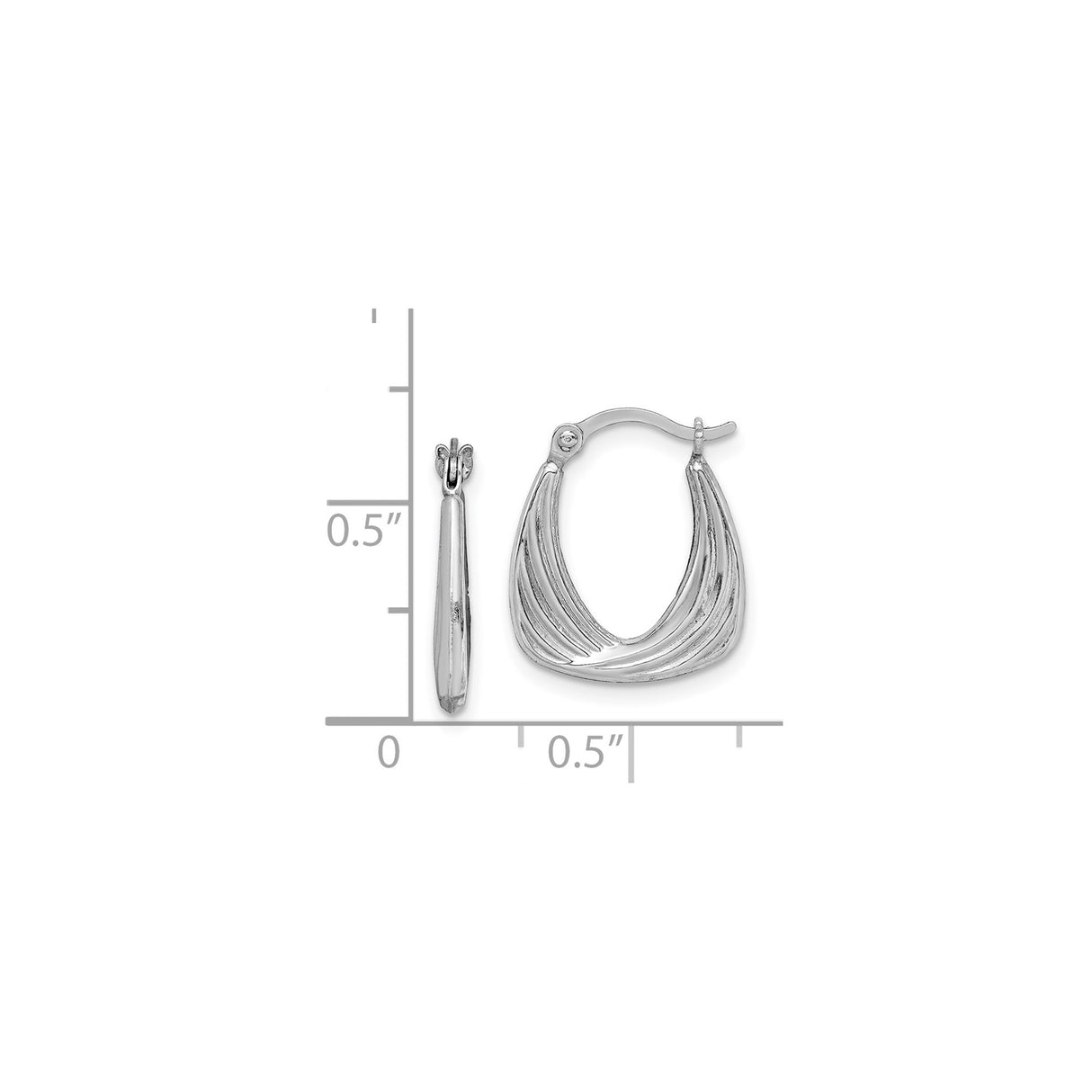 Sterling Silver Hoop Earrings, Asymmetrical Teardrop with Textured Layered Ridges, Lightweight Dangles