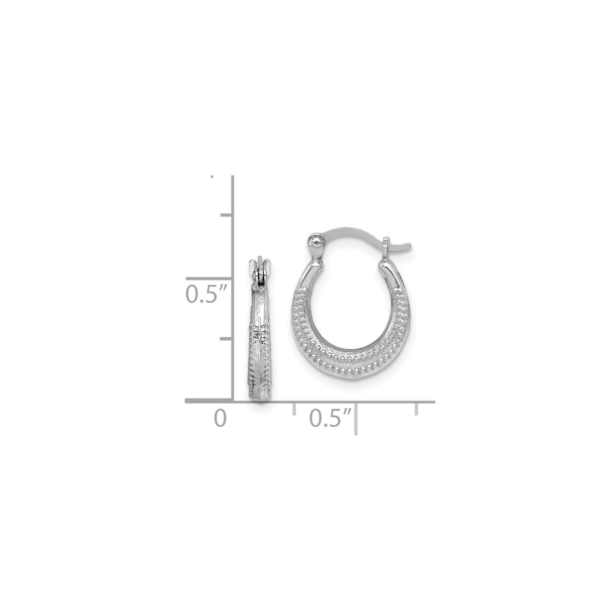 Sterling Silver Oval Hoop Earrings with Beaded Texture, Vintage-Inspired Lightweight Design