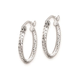 Sterling Silver Hoop Earrings with Diamond-Cut Faceted Design and Textured Finish