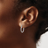 Sterling Silver Hoop Earrings with Diamond-Cut Faceted Design and Textured Finish