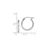 Sterling Silver Hoop Earrings with Diamond-Cut Faceted Design and Textured Finish