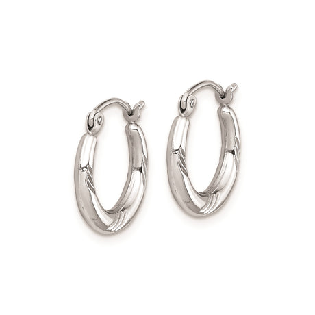 Sterling Silver Hoop Earrings with Leaf Design, Lightweight Minimalist Nature Style