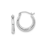 Sterling Silver Hoop Earrings with Leaf Design, Lightweight Minimalist Nature Style