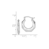 Sterling Silver Hoop Earrings, Faceted Geometric Design, Polished Minimalist Style for Women