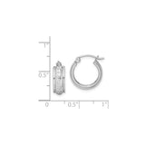 Sterling Silver Hoop Earrings with Polished Finish and Diamond Cut Texture