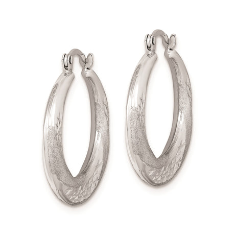 Sterling Silver Hoop Earrings with Twisted Swirl Design and Diamond Cut Finish