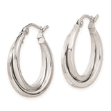 Sterling Silver Twisted Hoop Earrings with Polished Finish, Lightweight Crossover Design