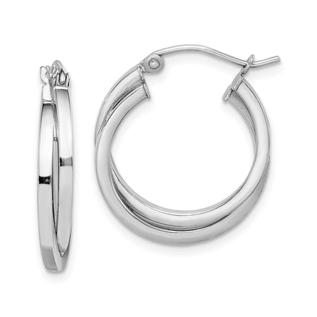 Sterling Silver Twisted Hoop Earrings with Polished Finish, Lightweight Crossover Design
