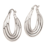 Sterling Silver Hoop Earrings, Medium Intertwined Twist Design for Women