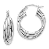 Sterling Silver Hoop Earrings, Medium Intertwined Twist Design for Women