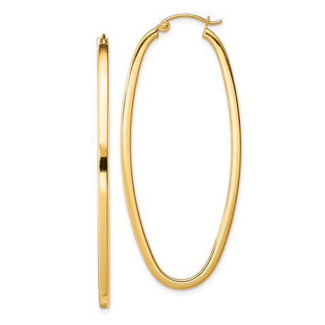 Sterling Silver Gold Plated Oval Hoop Earrings, Sleek Minimalist Lightweight Design for Women