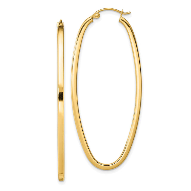 Sterling Silver Gold Plated Oval Hoop Earrings, Sleek Minimalist Lightweight Design for Women