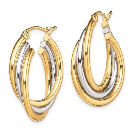 Sterling Silver Triple Hoop Earrings with Twisted Tube Design and Polished Finish for Women