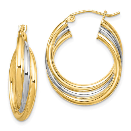 Sterling Silver Triple Hoop Earrings with Twisted Tube Design and Polished Finish for Women