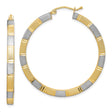 Sterling Silver Two Tone Hoop Earrings with Gold and Silver Striped Design for Women