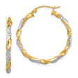 Sterling Silver Twisted Hoop Earrings, Diamond-Cut Two-Tone Design for Women