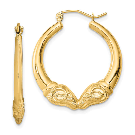 Sterling Silver Ram Head Hoop Earrings, Zodiac Inspired Animal Motif Statement Jewelry