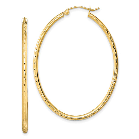Sterling Silver Hoop Earrings with Hammered Finish, Textured Oval Design, Gold Plated for Women