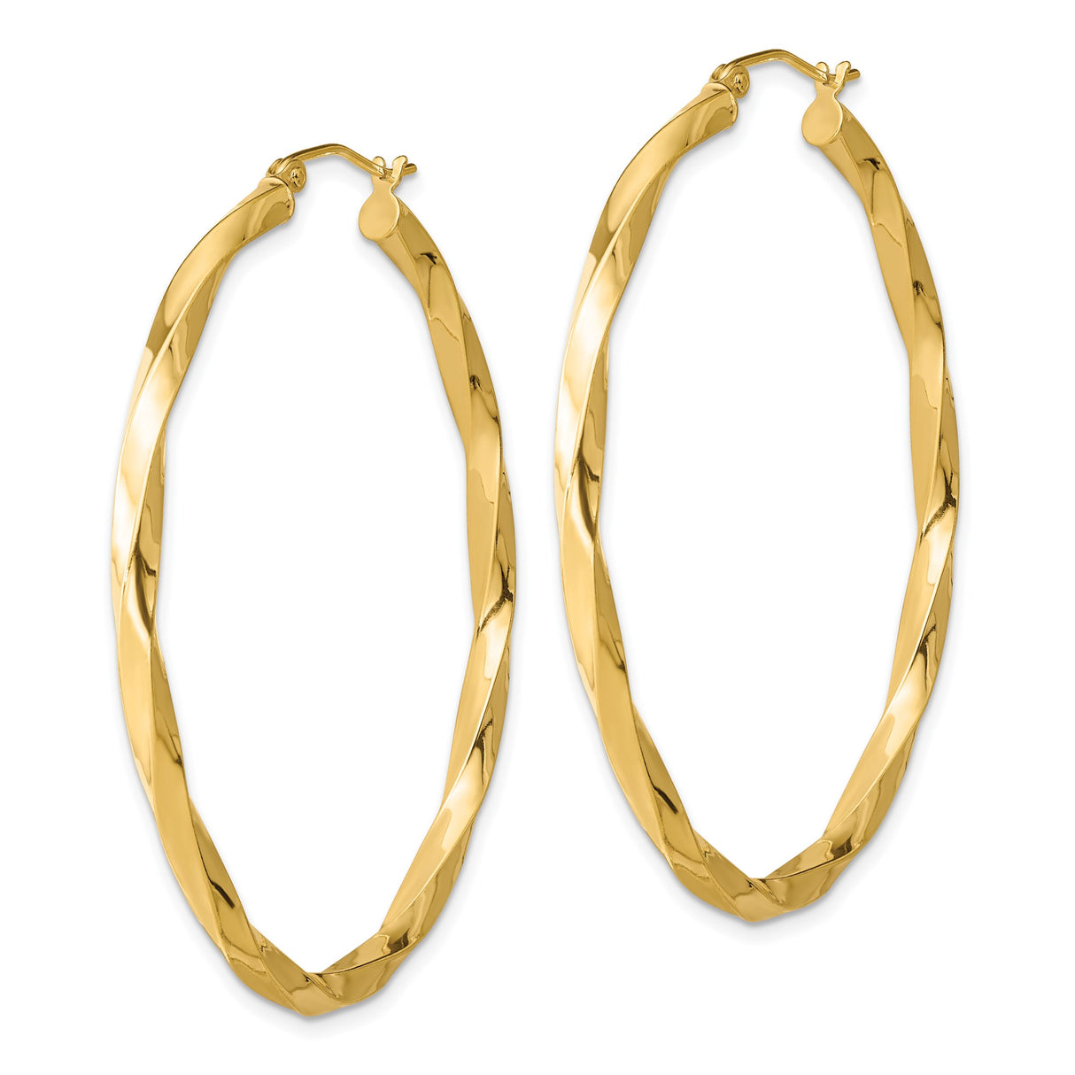 Sterling Silver Twisted Hoop Earrings, Large Oval Spiral Design, Polished Finish for Women