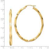 Sterling Silver Twisted Hoop Earrings, Large Oval Spiral Design, Polished Finish for Women