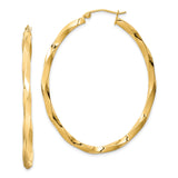Sterling Silver Twisted Hoop Earrings, Large Oval Spiral Design, Polished Finish for Women