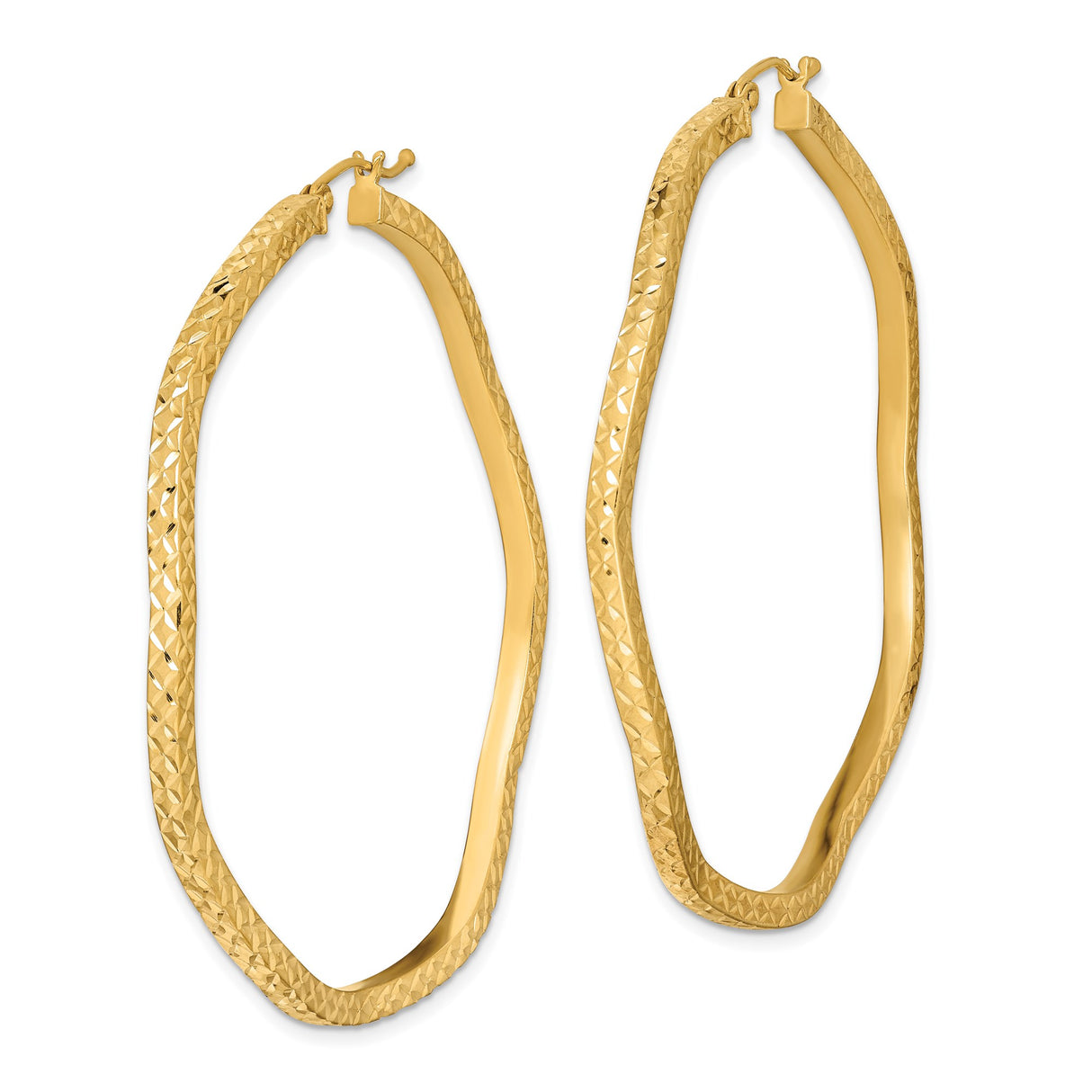 Sterling Silver Hoop Earrings, Gold Plated Diamond Cut Textured Tube Hoops for Women