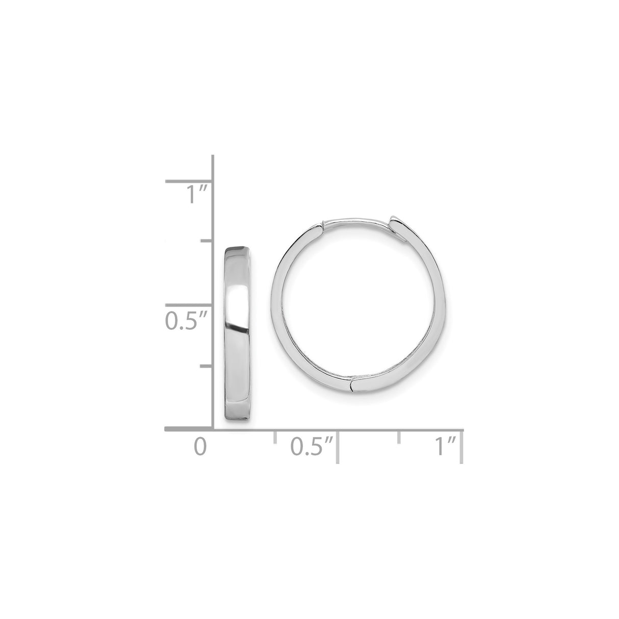 Sterling Silver Hoop Earrings, Medium Minimalist Polished Design, Unisex Hinged Closure