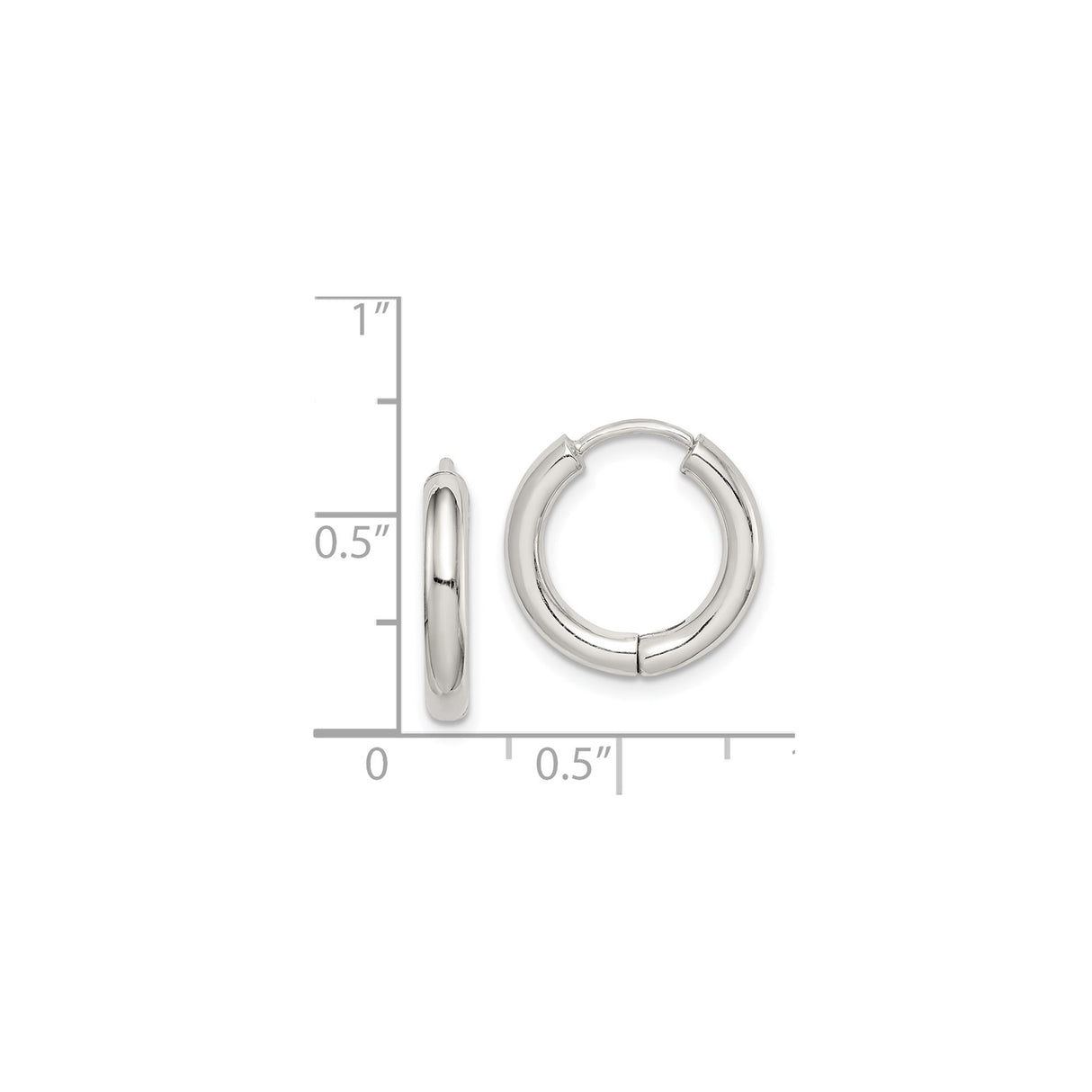 Sterling Silver Hoop Earrings, Polished Minimalist Circular Design, Lightweight Classic Style