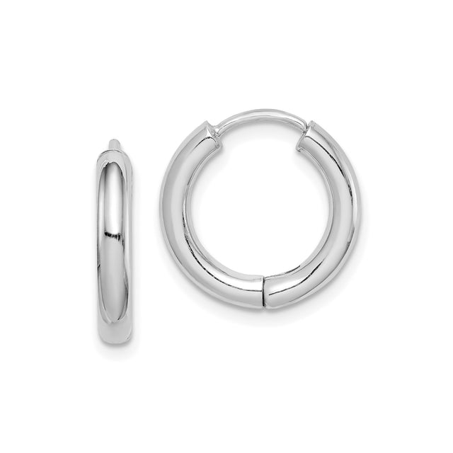 Sterling Silver Hoop Earrings, Polished Minimalist Circular Design, Lightweight Classic Style