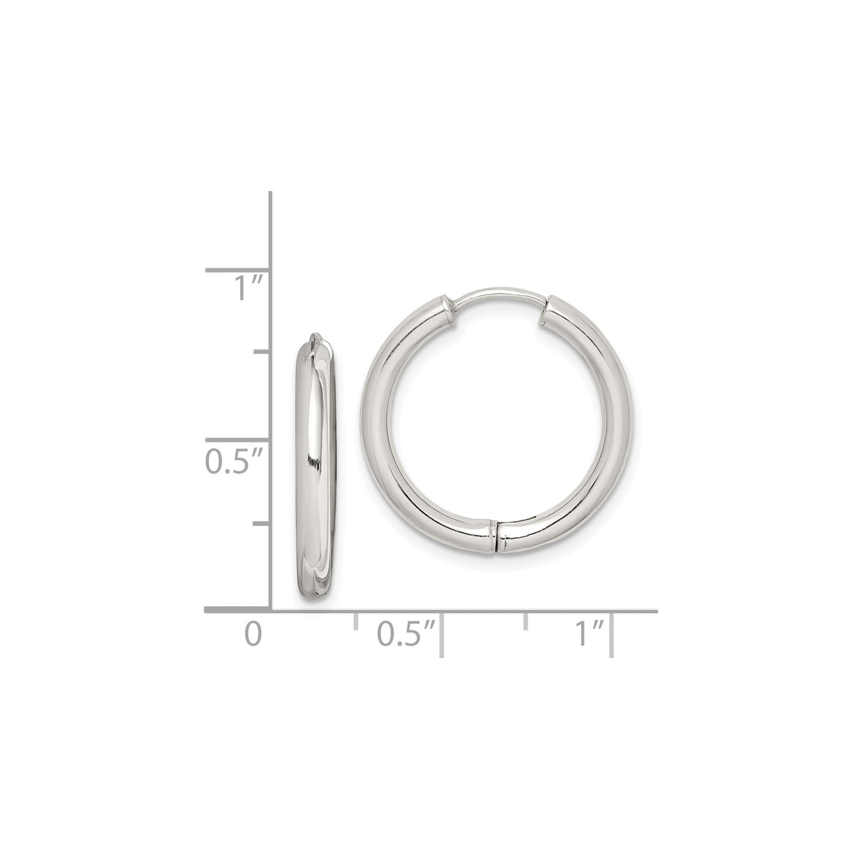 Sterling Silver Hoop Earrings, Classic Round Shape with Polished Finish, Unisex Snap Closure Design
