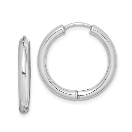 Sterling Silver Hoop Earrings, Classic Round Shape with Polished Finish, Unisex Snap Closure Design