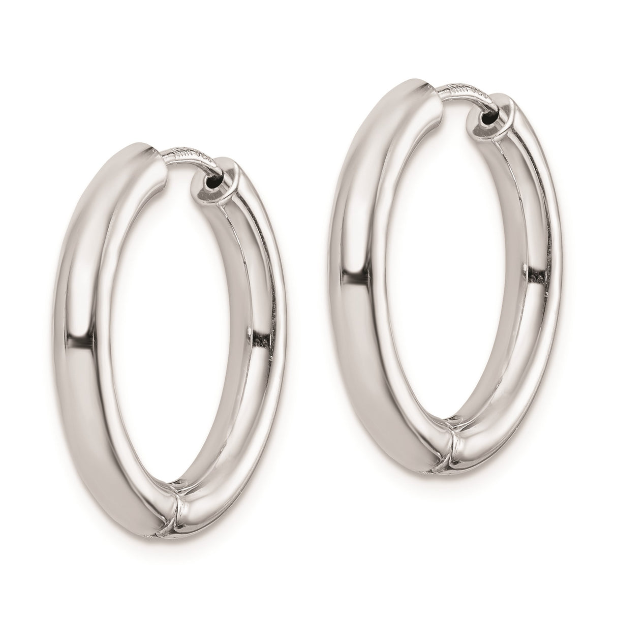 Sterling Silver Hoop Earrings, Smooth Polished Finish, Classic Round Hinged Style