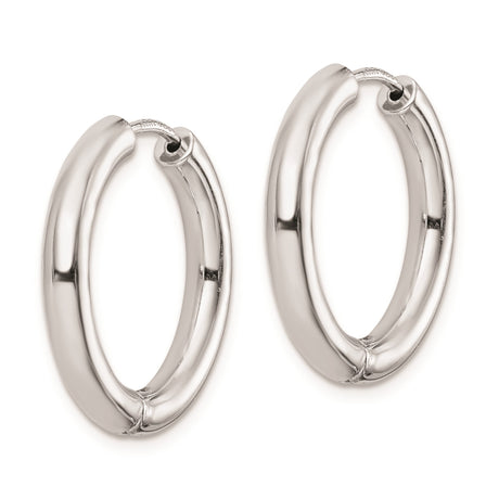 Sterling Silver Hoop Earrings, Smooth Polished Finish, Classic Round Hinged Style