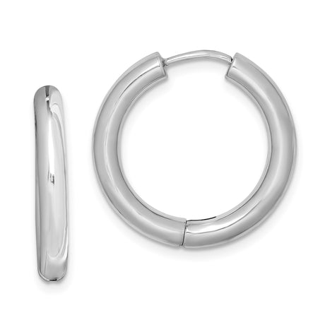Sterling Silver Hoop Earrings, Smooth Polished Finish, Classic Round Hinged Style