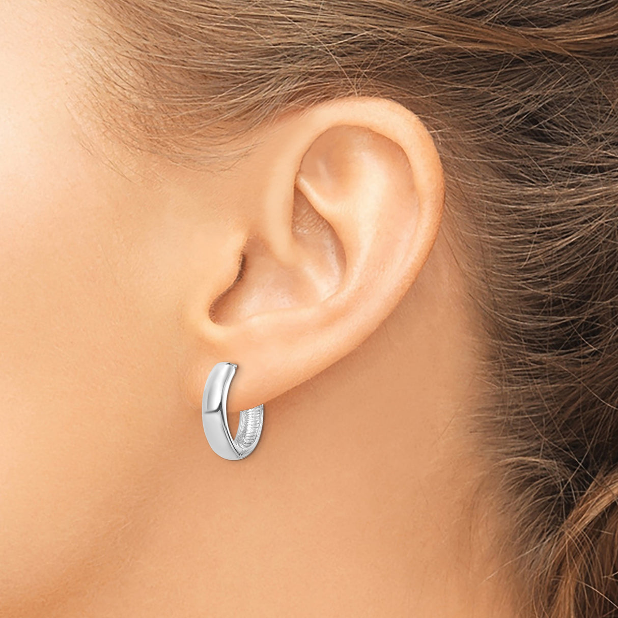 Sterling Silver Hoop Earrings, Polished Lightweight Round Minimalist Unisex Style