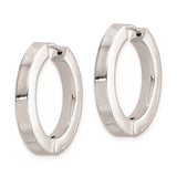 Sterling Silver Hoop Earrings, Polished Round Design with Hinged Closure, Unisex Medium Size