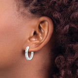 Sterling Silver Hoop Earrings, Polished Round Design with Hinged Closure, Unisex Medium Size