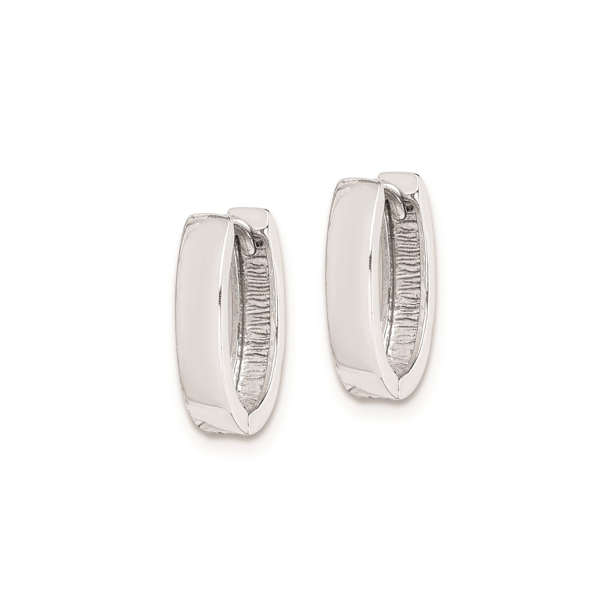 Sterling Silver Hoop Earrings, Oval Minimalist Hinged Design, Unisex Polished Finish