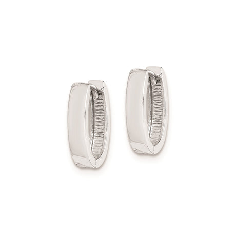 Sterling Silver Hoop Earrings, Oval Minimalist Hinged Design, Unisex Polished Finish