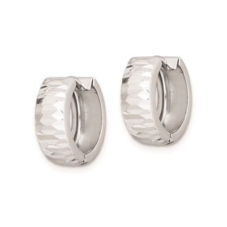 Sterling Silver Hoop Earrings, Diamond-Cut Textured Lightweight Round Design for Women
