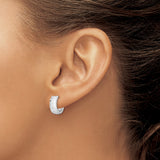 Sterling Silver Hoop Earrings, Diamond-Cut Textured Lightweight Round Design for Women