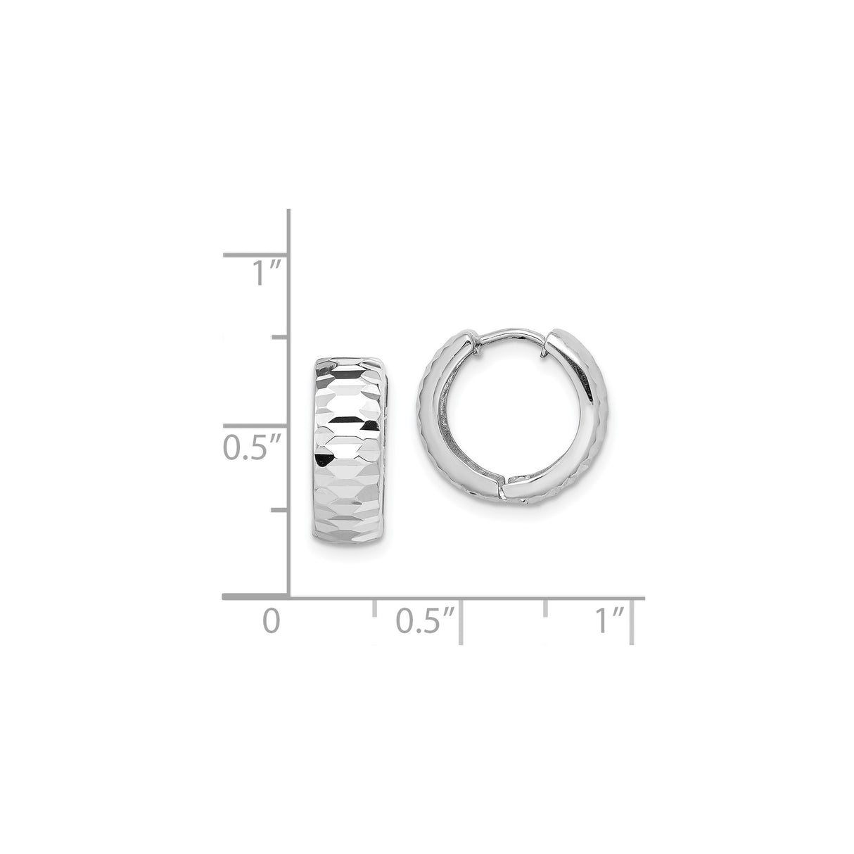 Sterling Silver Hoop Earrings, Diamond-Cut Textured Lightweight Round Design for Women