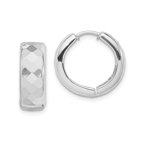 Sterling Silver Huggie Hoop Earrings with Hammered Finish, Secure Latch Closure, Minimalist Style