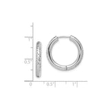 Sterling Silver Hoop Earrings, Textured Diamond-Cut Design with Hinged Closure