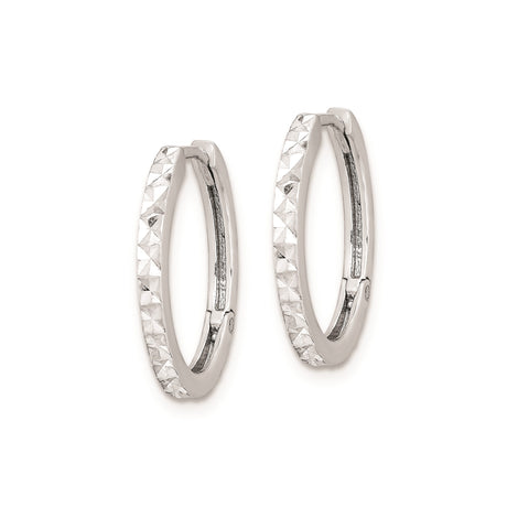 Sterling Silver Hoop Earrings, Diamond-Cut Faceted Design with Hinged Closure