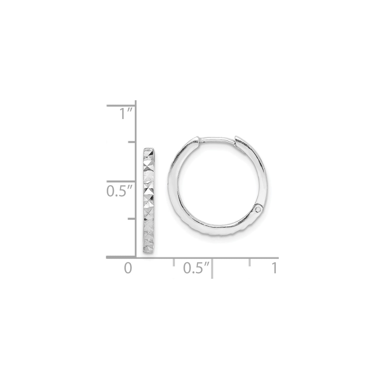 Sterling Silver Hoop Earrings, Diamond-Cut Faceted Design with Hinged Closure