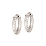 Sterling Silver Hoop Earrings with Textured Diamond Cut Design and Polished Finish