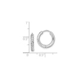 Sterling Silver Hoop Earrings with Textured Diamond Cut Design and Polished Finish