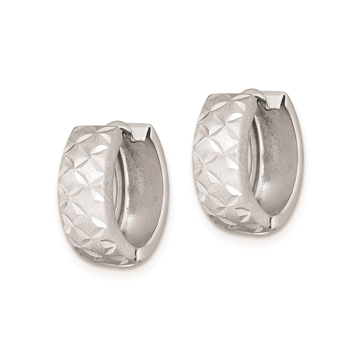 Sterling Silver Hoop Earrings with Floral Design and Textured Finish for Women